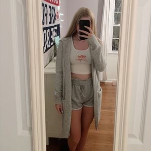 Gap Textured Open-Front Hooded Cardigan Sweater